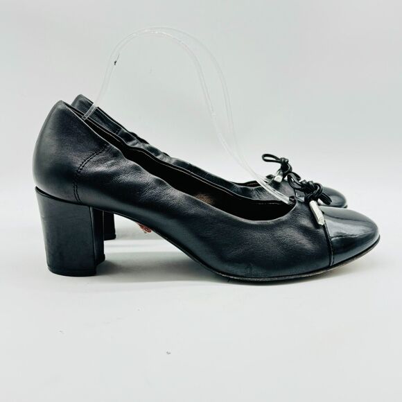 AGL Shoes Womens EU 39 US 9 Black Leather Heels Cap Toe Pumps Attilo Giusti - Picture 1 of 12
